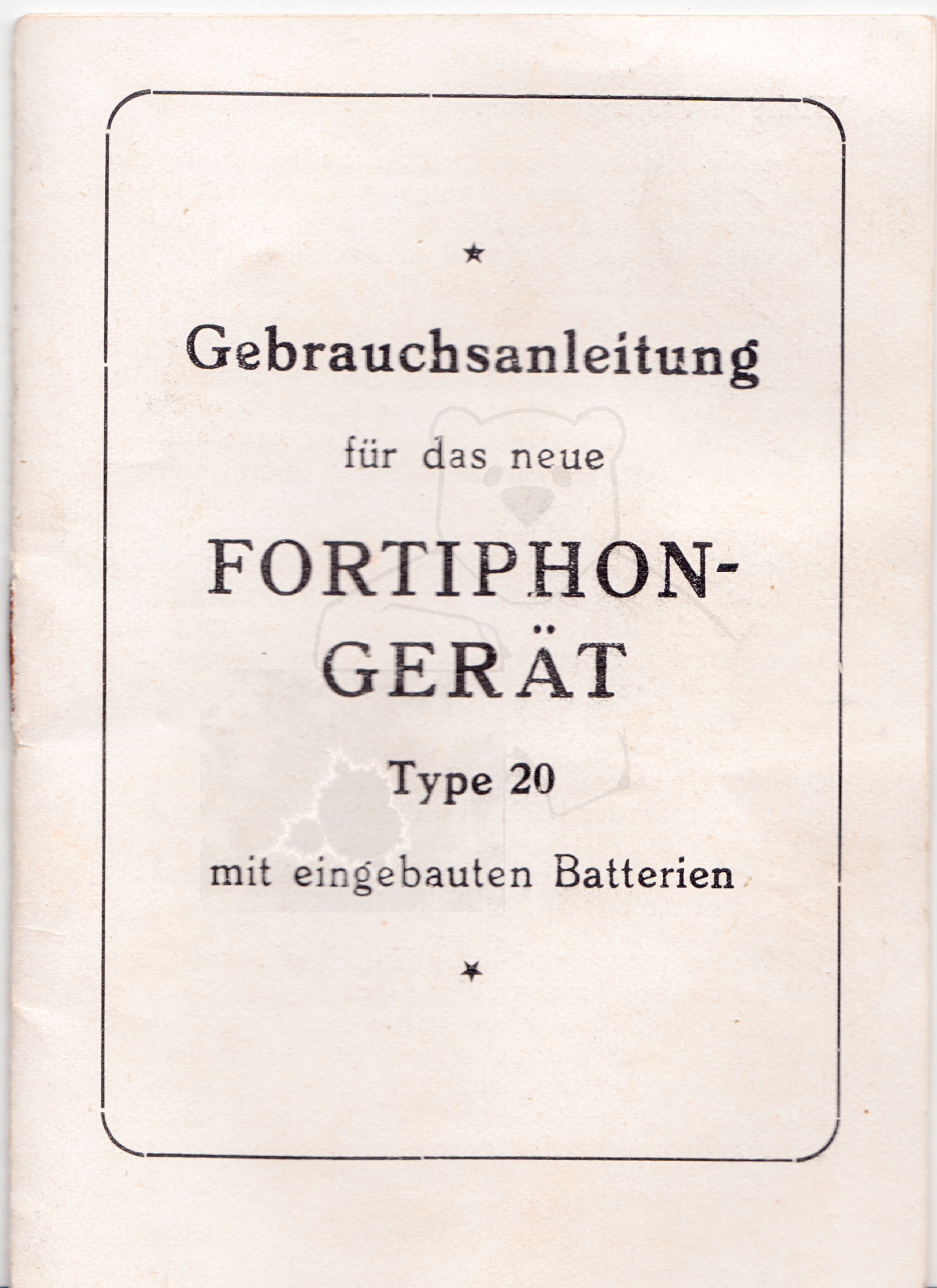 Hörgerät "Fortiphone Type 20", ca. 1949, Anleitung Seite 1